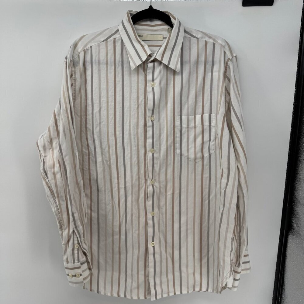Perry Ellis Dress Striped Shirt Large